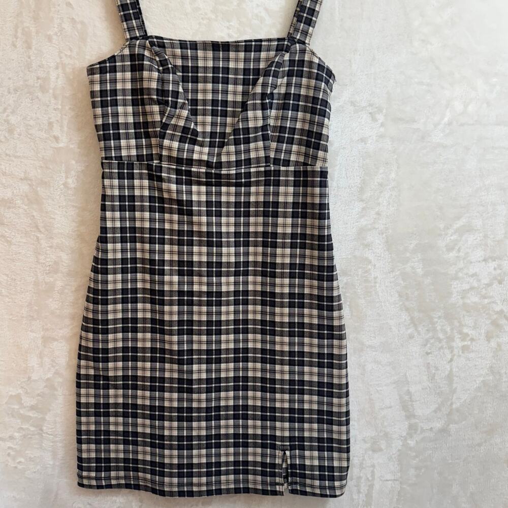 Hollister Black and White Plaid Mini Dress
